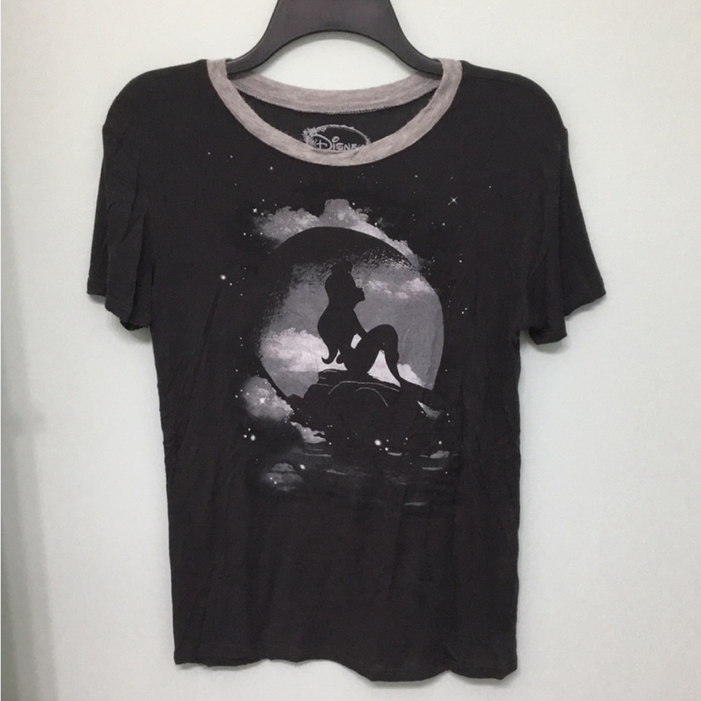 🌻3/$20 Disney Little Mermaid Silhouette Lightweight Gray & Black T-Shirt, Size S
